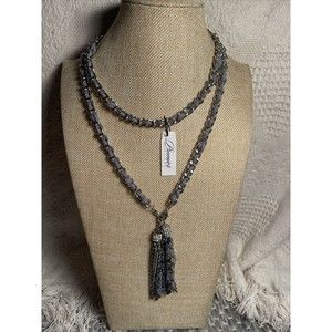 Premier Designs Jewelry Dusk Blue Leather Necklace WOMENS REDUCED VINTAGE